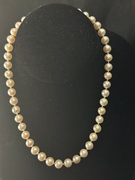 Pearl Necklace With Silver Clasp-15.5 Inch, Individually Knotted