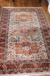 Fine Handmade Vintage Bokhara Wool Rug Measures Approximately 76 Inches X 49 Inches
