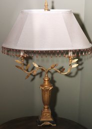 Antique Style Double Light Gold Table Lamp With Fabric Shade