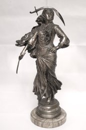 Goupil And Cie Editeurs- A.Mercier  Gerome Bronze Sculpture, Danse Du Sabre,  On A Marble Base