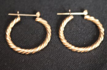 Pair Of 18 K Pierced Earrings In A Twisted Cable Design