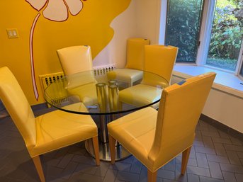 A Splash Of Color With This Modern 70s Table W/ 1 Inch Top And Chairs