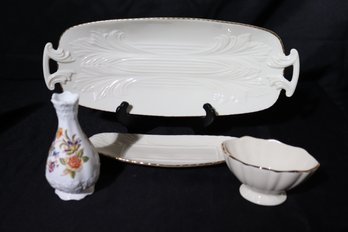 Three Lenox Porcelain Items And A Small Aynsley Vase
