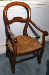 Antique French Walnut 1830 Armchair Louis Philippe From Bordeaux With Woven Rush Seat