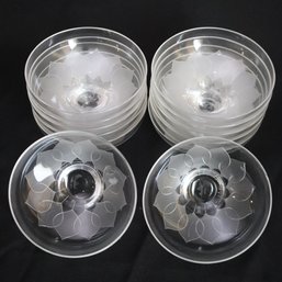 Set Of 11 Rosenthal Crystal Serving Bowls With Lotus Blossom Design.