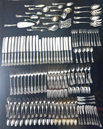 UPDATED REED AND BARTON LA REINE PATTERN STERLING SILVER FLATWARE SET (1893) - SERV FOR 12, 142 PCS