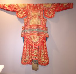 Antique Traditional Chinese Kimono Satin And Silk W Gold Thread, Ornate Dragon Detail, Museum Style Piece! Gre