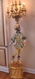 Large Vintage Blackamoor Candelabra Floor Lamp Statue Stands Approximately 7 Feet Tall