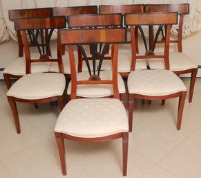 Set Of 8 Century Furniture Art Deco Style Two Toned Wood Dining Chairs
