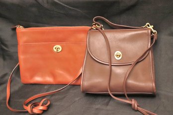 Vintage Brown Coach Handbag With Strap And Light Brown Coach Handbag