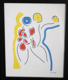Limited Edition Framed Print Signed C. P, 1/20, With Colorful Abstract Figures.