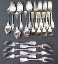 Christofle France, Silver Plated Set Of Forks And Soup Spoons