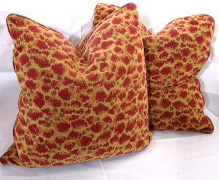 Gold And  Red Leopard Print Throw Pillows With Down Filled Interior