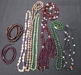 Vintage Garnet Necklaces, Amethyst, And Jade And Green Color Necklaces