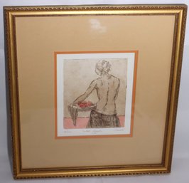 Red Apples Lithograph Signed And Number By The Artist In A Gilded Wood Frame