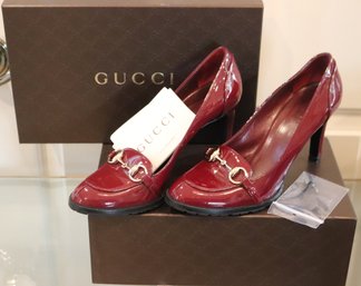 Gucci Vernice Diamond Heel Color Red Ladies Pumps In Original Box  Like New! Sze. 9