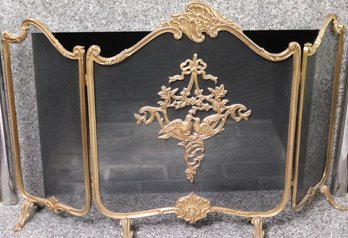 Romantic Style Mesh Fireplace Screen With Bronze Footed Frame And Lovebirds