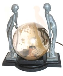 Unique Art Deco Table Lamp With Globe Center