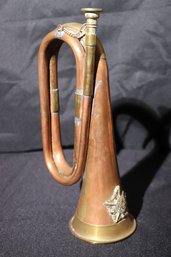 Small Copper And Brass Bugle With Crest Stamped 1916