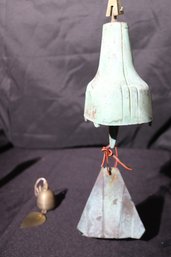 Japanese Patinated Bronze Bell With Chain.