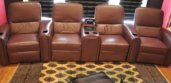 Quality Leather 4 Piece Theater Seating In A Port Tone By McNeillys INC Champion Furniture-Reclines