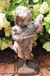 Resin Outdoor Cherub Garden Statue Measures Approx 34 Inches Tall