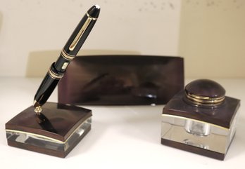 Mont Blanc Desk Accessories As Pictured Pen Has A 14 KT Nib, With Ink Blotter