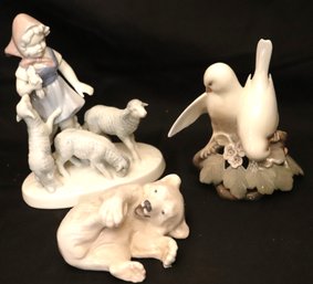Royal Copenhagen Figurines Includes Polar Bear OHX 729, Birds 402, Gerald Porzella Bavaria Little Girl With La