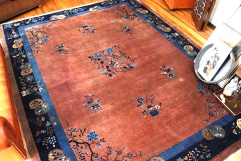 Handmade Wool Chinese Area Rug Circa 1915  Approx. 12 Ft X 9 Ft