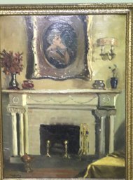 Antique Oil Painting Of Interior Scene Signed Seidenberg