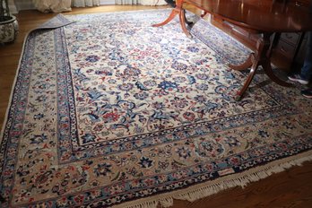 Fine Iranian Mashed Rug With Bright Blue Tones Looks To Be Signed Approx 13.5 Feet Long X 10 Feet