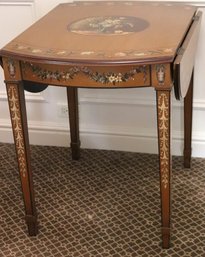 Very Pretty, Chelsea House Stenciled Drop Side Table With Floral Border