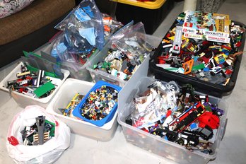Large Lego Collection Includes Blue Bin Filled With Lego Figures!!  As Pictured.