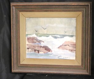 Framed Shoreline Watercolor Painting By B. Gerstiner