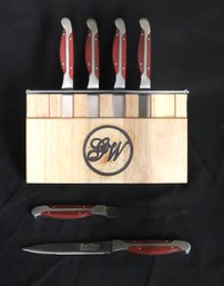 Set Of 6 Gunter Wilhelm Executive Chef Series II, German Steel Knives In Holder.