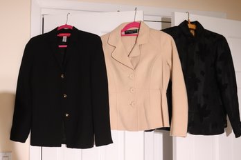 Three Vintage Short Jackets With Buttons By Anne Klein, Dana Buchman Petite