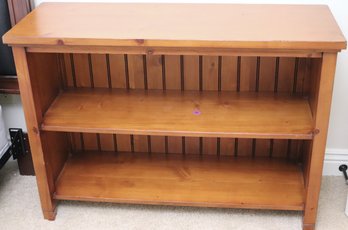 A Pottery Barn Teen, Pine Bookcase Stained A Rich Honey Color With 2 Shelves.
