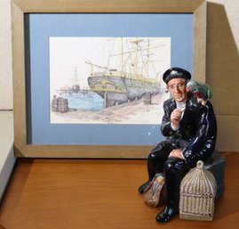 Mystic Seaport Framed Print By Charles W Morgan Including Royal Doulton Shore Leave Figurine