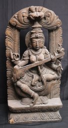 Carved Wood Vintage Statue Of Indian Goddess, Tara.