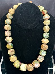 19 INCH CHUNKY BLOODSTONE NECKLACE