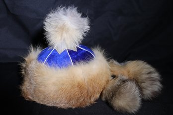 Unique Mongolian Velvet Hat Trimmed In Fur