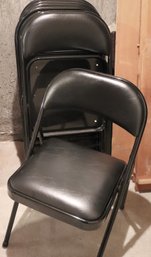 Set Of 6 Samsonite Black Metal & Faux Leather Folding Chairs.