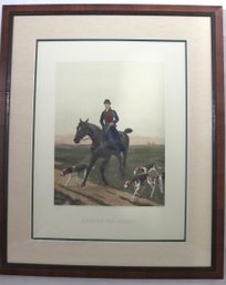 Vintage Hunting, Print With Female Rider And Dogs, Titled Returning Home