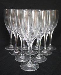 Set Of 10 Lalique Tuileries Wine Glasses, Stemware 7 Inches T