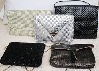 Lot Of 5 Vintage Ladies Evening Bags With Mesh & Beaded Styles Including Whiting & Davis