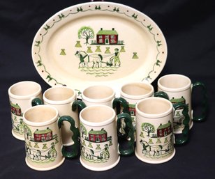 Metlox Poppy Trail Includes 8 Mugs And Platter