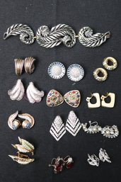 Mid- Century Earrings And Feather Style Bracelet Names Include Weisner, Napier, Monet And Michal Golan