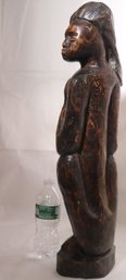 Large Carved Wood Sculpture Of Haitian Woman Approx 24 Inches Tall