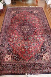 Vintage Kashan Hand Woven Wool Rug Measures Approximately 113 X 69 Inches