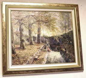Vintage Oil On Canvas Painting Signed By The Artist Maurice Proust With A Repair To Canvas